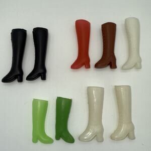 Vintage Barbie 1960s Mod Era Gogo Faux Lace Up White Boots Lot Of 9 Hong Kong